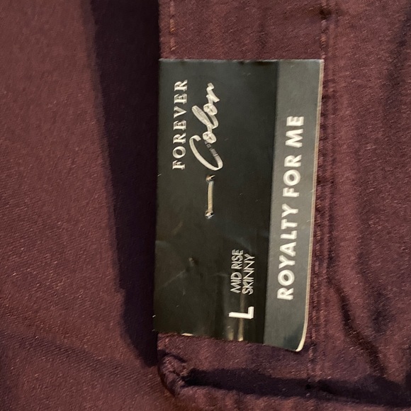 Royalty For Me plum  Mid-Rise Skinny Ultra Forever Color Jeans Womens Size L - Picture 5 of 6